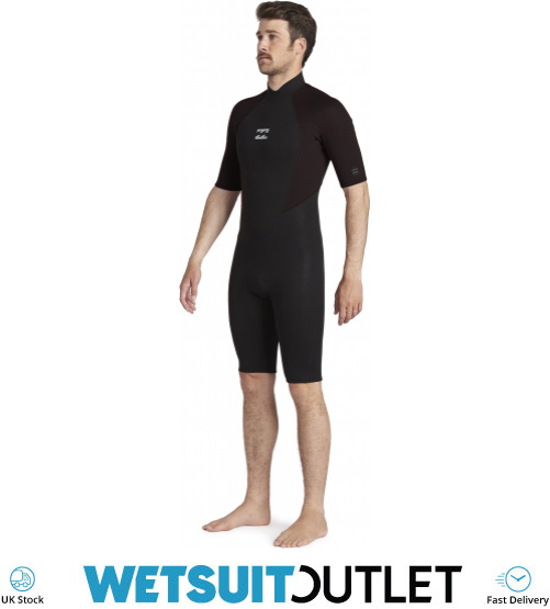 2022 Billabong Mens Intruder 2mm Back Zip Shorty Wetsuit 042M19 Black Wetsuits Wetsuit Outlet